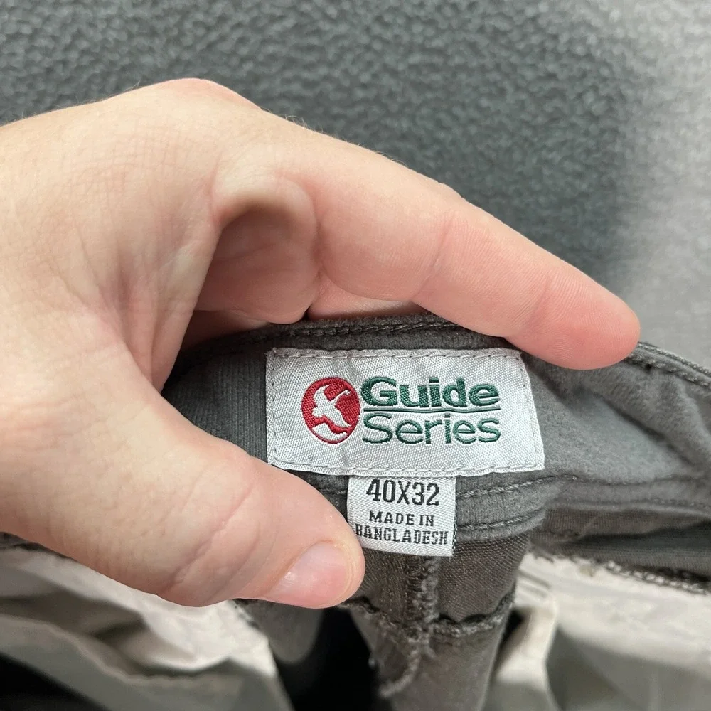 Guide Series Pants Mens 40x32 Gray Canvas Convertible Cargo Double Knee Outdoors